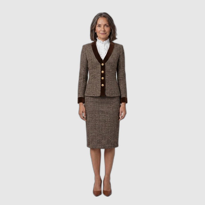Talia | Ensemble tailleur tweed : blazer court et jupe crayon