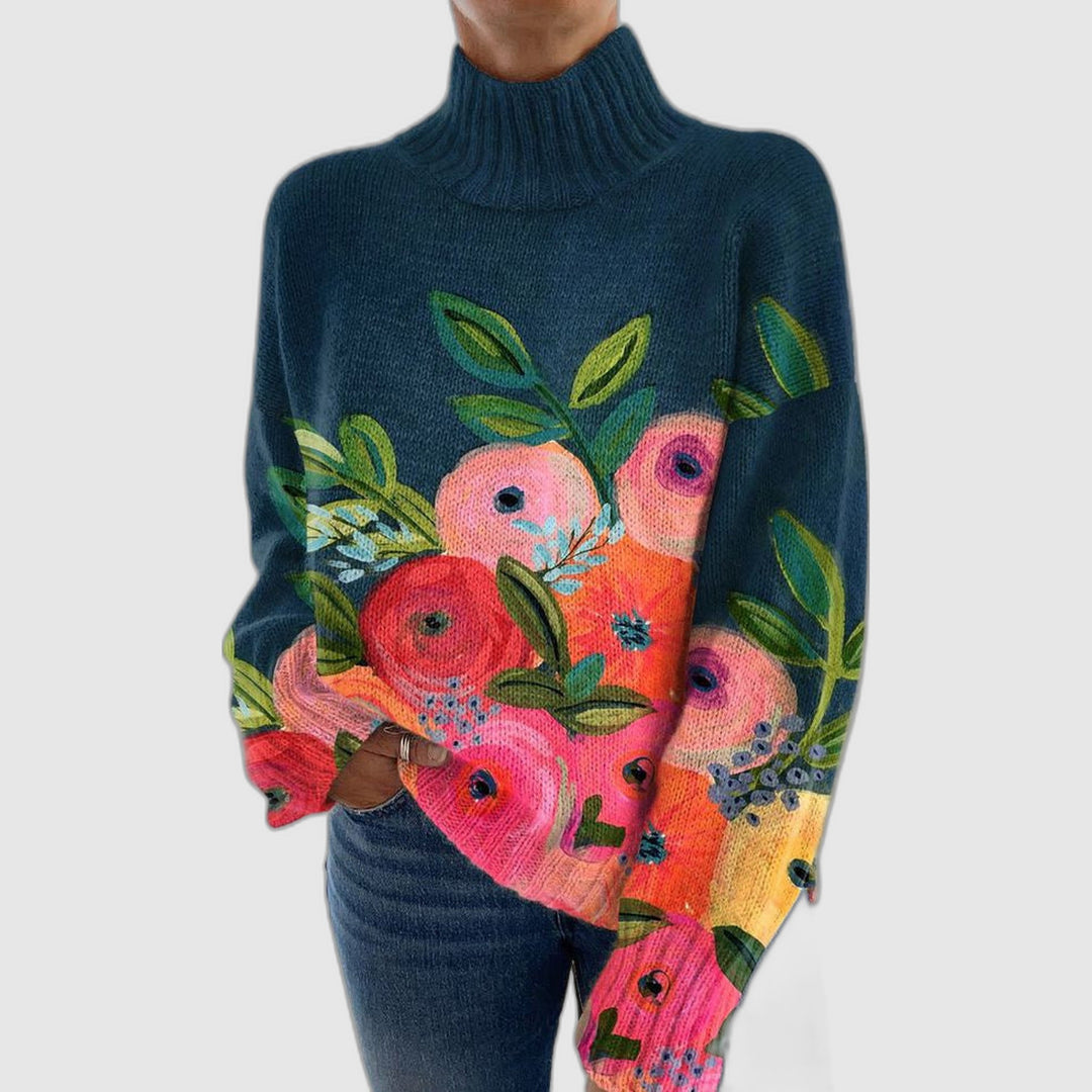 Tessa | Pull Col Roulé Imprimé Fleurs
