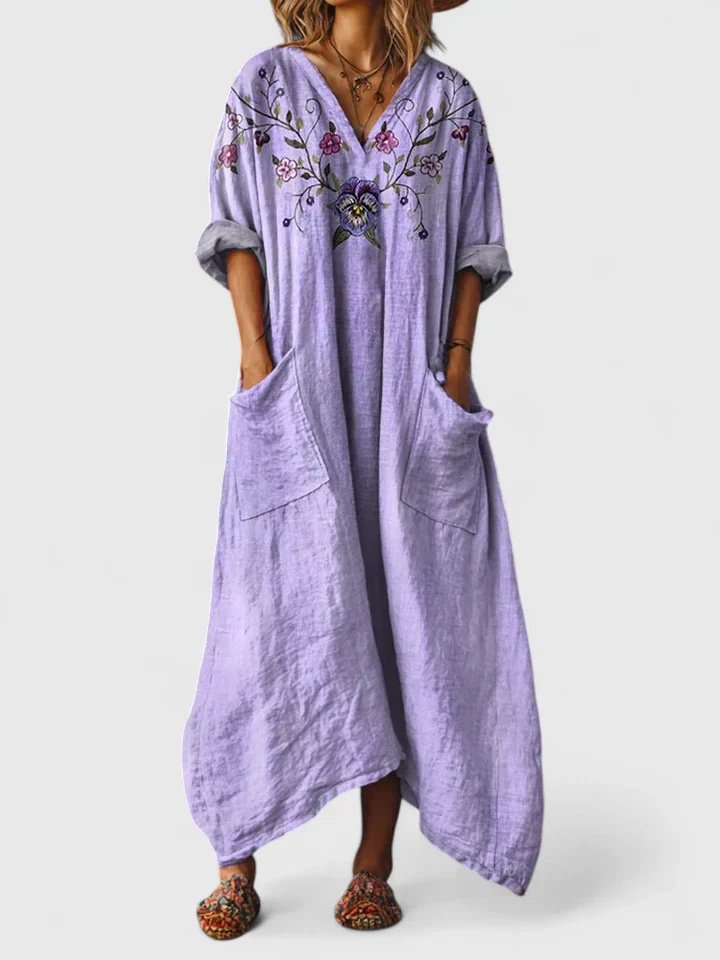 Valentina | Robe Maxi Détendue avec Décolleté en V