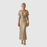 Vivette | Robe à taille torsadée et imprimé abstrait