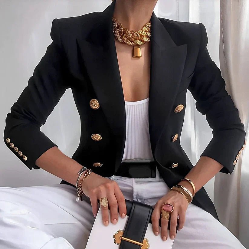 Catherine | Blazer ajusté à double boutonnage et boutons dorés