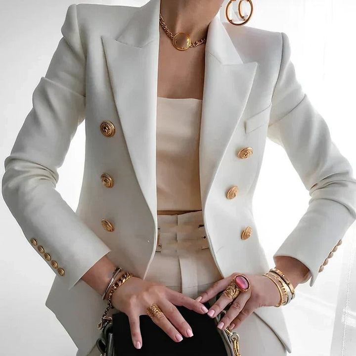 Catherine | Blazer ajusté à double boutonnage et boutons dorés